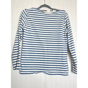 Orcival Authentic White Blue Striped Long Sleeve Knit Blouse Women's Size M